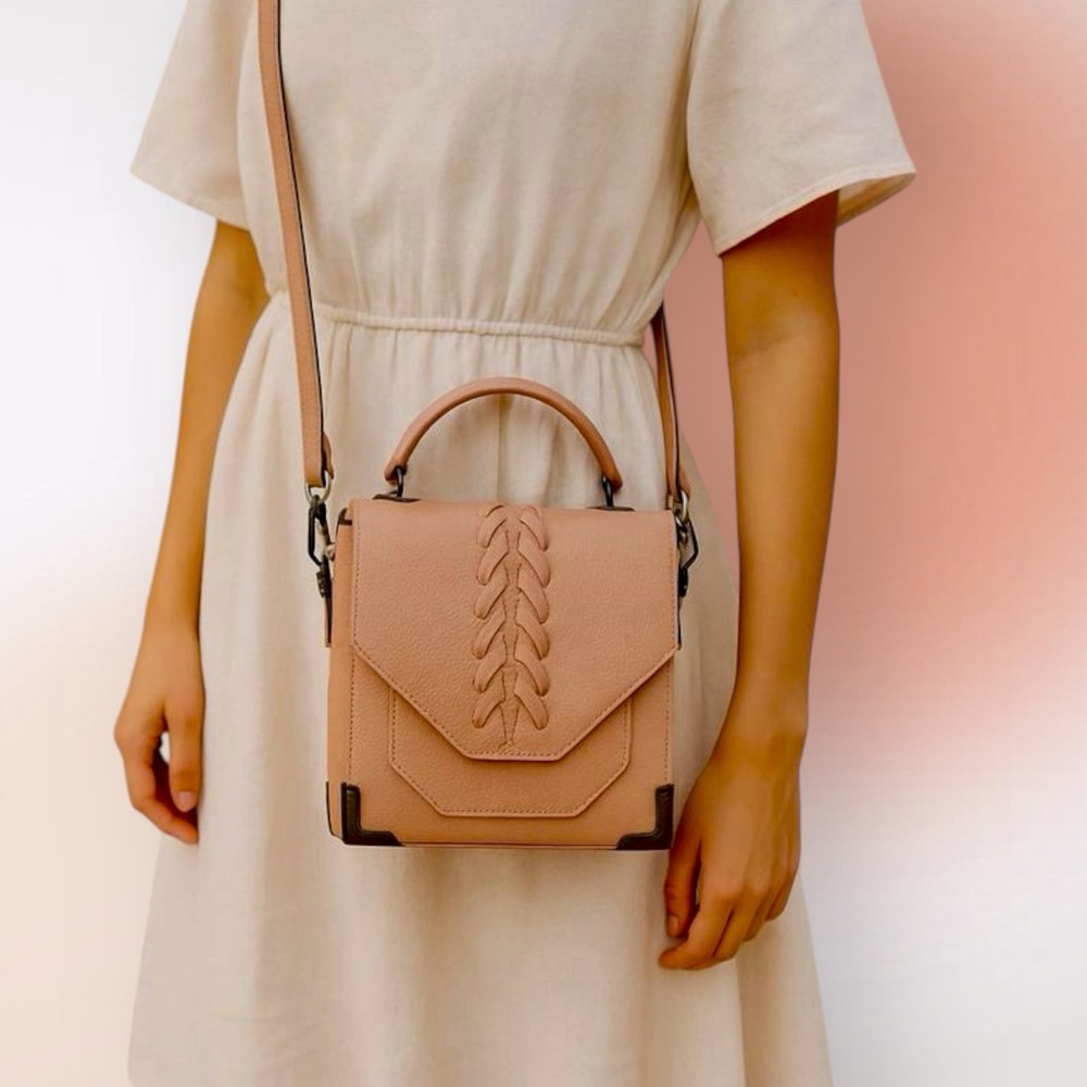 LIONEL Blush Pink Vegan Leather Crossbody Bag NEW